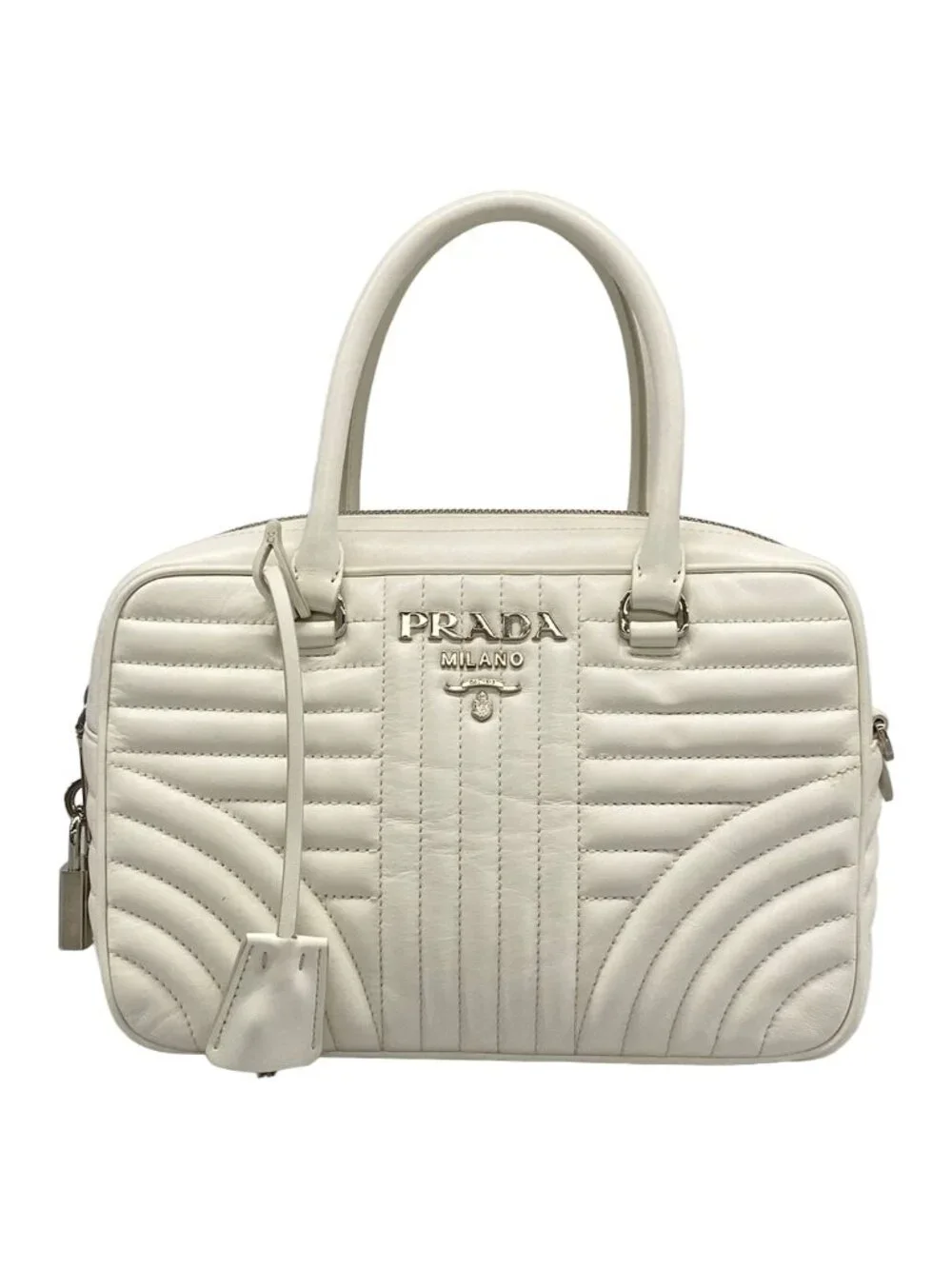 Prada Handbag Diagram White Quilted Leather
